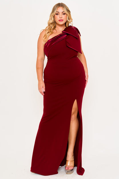 Symphony Dress - Fabric Contrast Of Techno Crepe And Satin Plus Size Maxi Dress