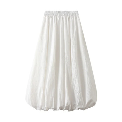 Faldas de burbuja para mujer, ropa de verano, color sólido, cintura alta, línea A, falda larga abullonada, faldas elegantes para mujer, ropa de calle