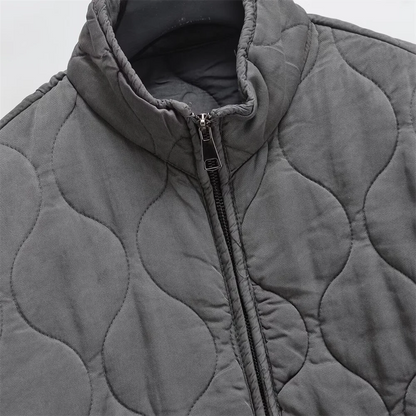 Abrigo de algodón con cuello alto, holgado, con bolsillos y rejilla de rombos para mujer, estilo de invierno, para uso diario y tiempo libre