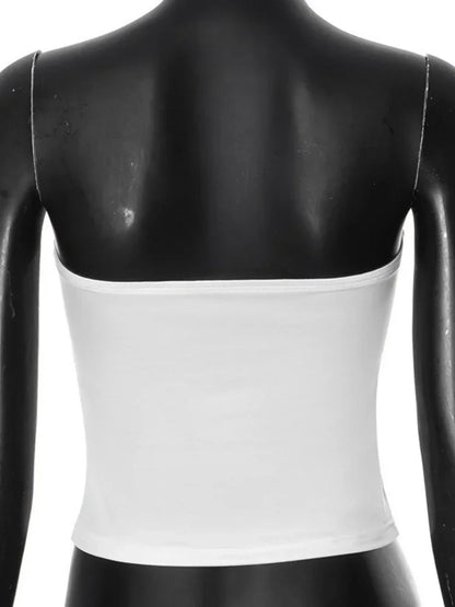 Top sexy con estampado floral, corto, sin tirantes, de una pieza, sin mangas, ajustado, de moda, para mujer, top informal sin cuello, sujetador Y2k