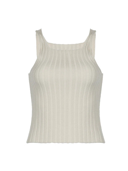 Chaleco de punto minimalista sólido sin mangas para mujer, camisola bohemia de verano, camiseta básica sencilla y elegante