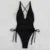 Solid V-neck One Piece Swimsuit for Women Sexy Cross Bandage Swimwear Backless Bathing Suit  New Monokini