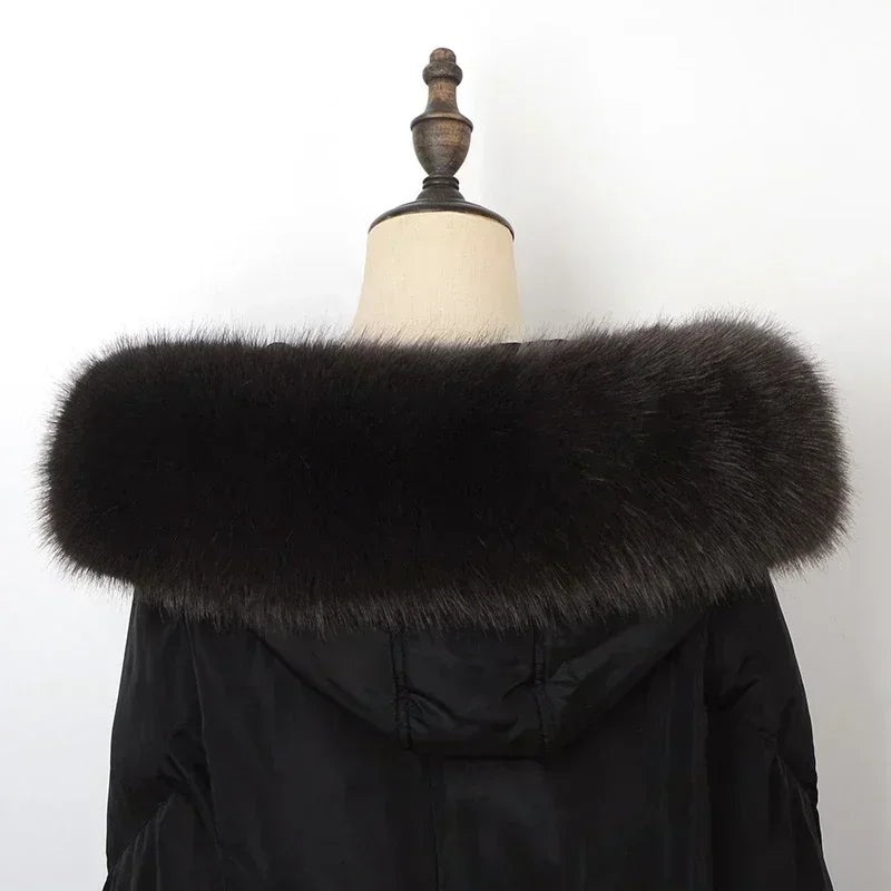 Soft Women Scarf Winter Faux Fox Fur Collar Furry Warm Thicken Men Parka Coat Hood Decor Fake Fur Shawl Luxury Scarves