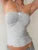 Top de una pieza informal corto con dobladillo enrollado para mujer, moda de verano, top bandeau de color liso, top sexy con cuello de encaje y sin mangas.