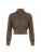 Chaquetas cargo marrones con cremallera, cuello alto, bolsillos, manga larga, estilo vintage informal para mujer
