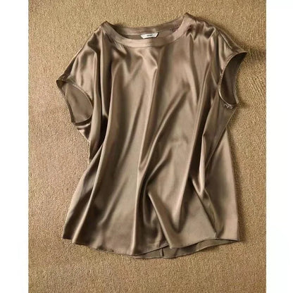 Fashion 3 Colors Woman Elegant Faux Satin Tops Sleeveless Tanks Office Ladies Imitation Silk Tops Blusas Mujer De Moda Verano