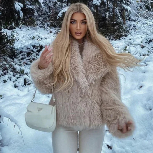 Chaqueta de piel de zorro sintética de marca Chic Ins Blogger, abrigo de invierno para mujer, diseño lujoso, cuello grande, abrigos de piel, abrigos geniales para chicas.