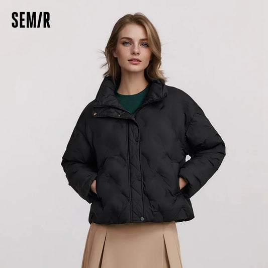 Chaqueta de plumón para mujer, fina, pata de gallo, holgada, nueva, de invierno, impermeable, cortavientos, con cuello alto, chaqueta de plumón