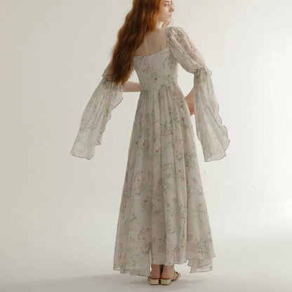 Vestidos largos de princesa vintage franceses para mujer, otoño, nuevos, elegantes, informales, de noche, para fiesta, de una pieza