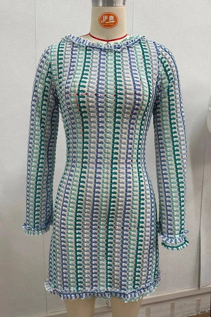 Slim Fit Mini Dress with Long Sleejson Back
