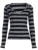 Camiseta con capucha de rayas negras y gris oscuro para mujer, cuello en V, manga larga, básica, ajustada, para primavera y otoño, top acanalado, camiseta urbana preppy