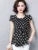 Blusas informales de gasa de verano para mujer, camisas de manga corta con cuello redondo y estampado de lunares, DF2824