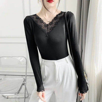 Ropa interior térmica de primera capa para mujer y hombre, de invierno, fina, de encaje modal, para mujer, camiseta térmica, top para mujer