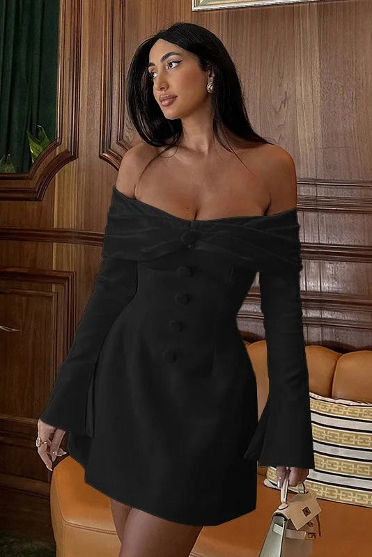 Slim Off Shoulder Bodycon Mini Dress