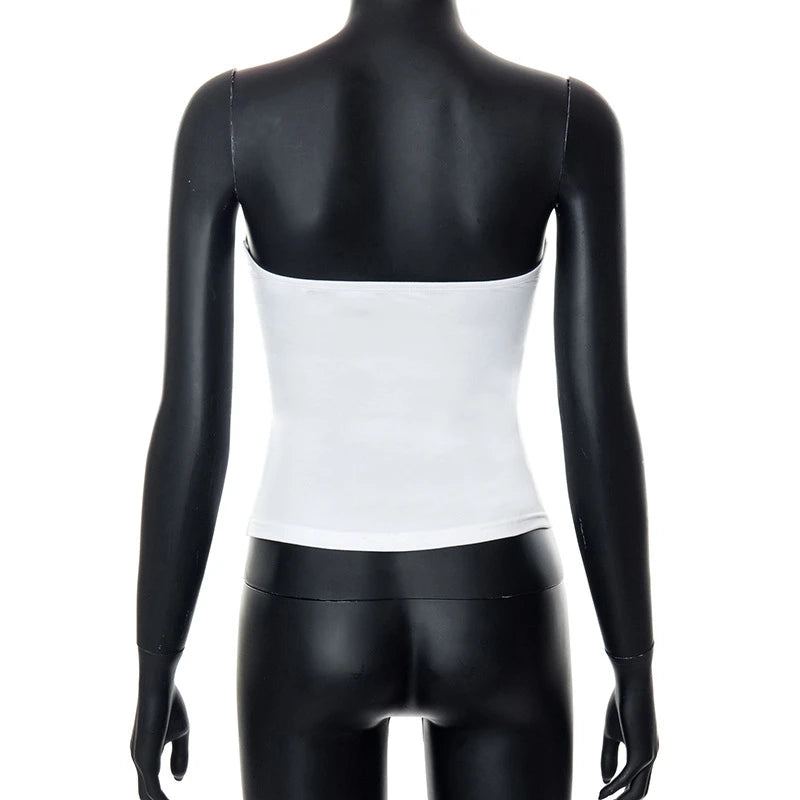 Y2k - Tops de corsé sin tirantes de verano blancos con hombros descubiertos para mujer, top de tubo sin mangas, ropa de corpiño ajustada sexy