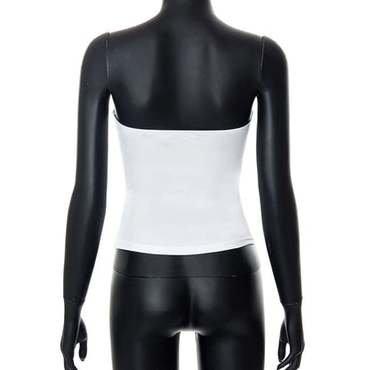 Y2k - Tops de corsé sin tirantes de verano blancos con hombros descubiertos para mujer, top de tubo sin mangas, ropa de corpiño ajustada sexy