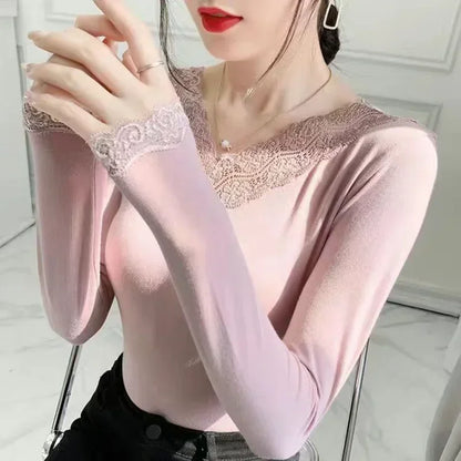 Ropa interior térmica de primera capa para mujer y hombre, de invierno, fina, de encaje modal, para mujer, camiseta térmica, top para mujer