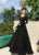 Vestidos casuales de punto para mujer, manga larga, cuello cuadrado, corte A, vestido maxi de otoño, moda coreana, vestidos sólidos para mujer, nuevo