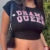 90s Harajuku printed T-shirt short sleeved tight top women’s Y2K street wear black exposed navel top