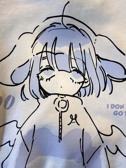 Sudadera con capucha estilo Harajuku con diseño de chica de anime para parejas, estilo kawaii, cómoda y creativa, ideal para combinar con todo, ropa de calle cómoda para mujer.