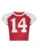 Camiseta informal retro navideña americana con estampado de letras y patchwork en contraste, camiseta deportiva de fútbol, cuello redondo, manga corta, top corto de verano