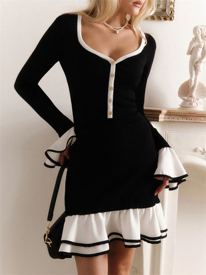 Ruffled Backless Tee Bow Mini Dress Female Slim High Waist Fashion Elegant Party Dress Commute Clothes Summer Dress 2025