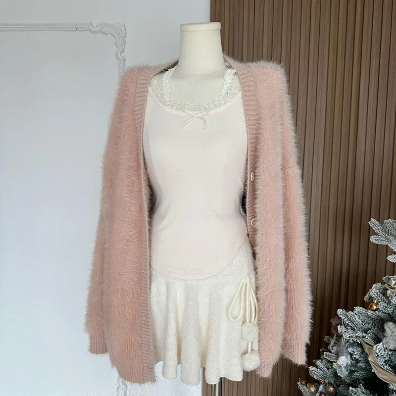 Kawaii White Mini Skirts Women Preppy Cute High Waist Skirt Winter Japanese Streetwear Lace Up Chic Slim A Line Faldas New