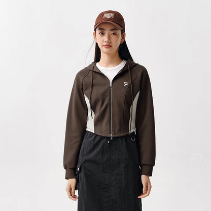 Outerwear Women Short Style Raglan-sleeved Vintage Simple Spring Slimming Skinny Hooded Jacket Sporty Style