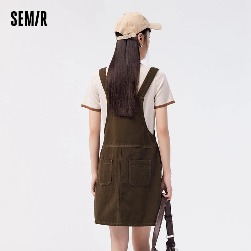 Denim Suspender Dress Women  Summer New High-Rise Retro Playful Short Dress
