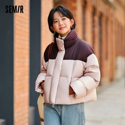 Chaqueta de plumón para mujer, impermeable, holgada, sencilla, nueva, de invierno, con cuello alto, chaqueta de plumón