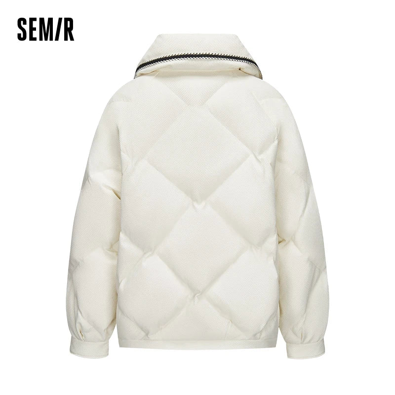Down Jacket Women Diamond Texture Fragrance Sweet  Winter New Raglan Sleeve Lapel Jacket