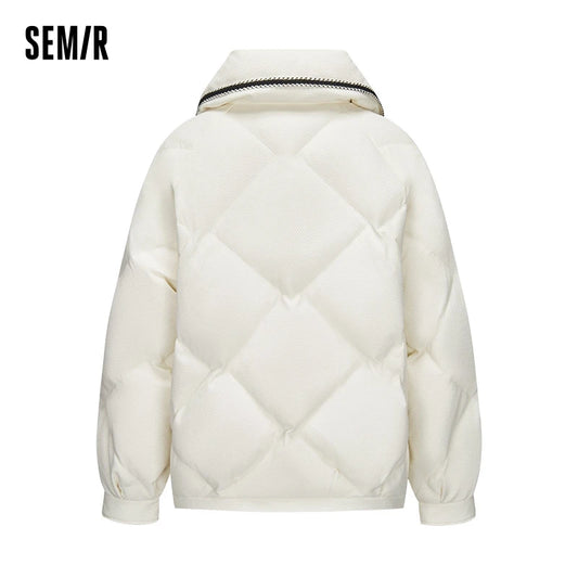 Chaqueta de plumas para mujer con textura de diamante, fragancia dulce de invierno, nueva chaqueta de solapa con mangas raglán