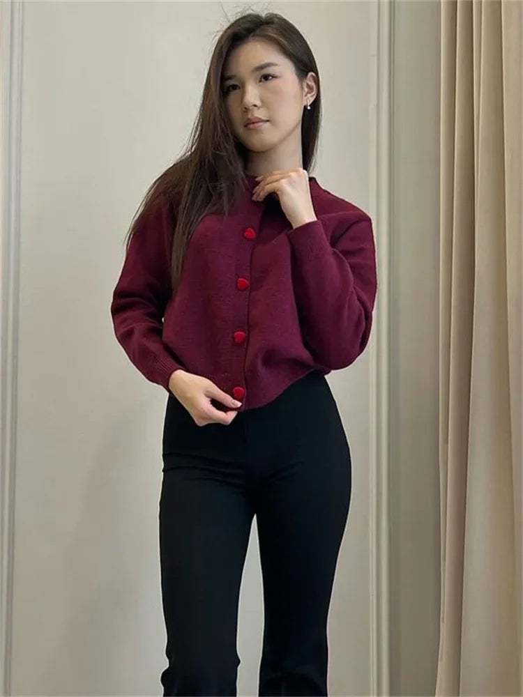 Suéter de punto tipo cárdigan para mujer, abrigo de manga larga con retazos acanalados, top corto holgado informal, prendas de punto para mujer, jerséis