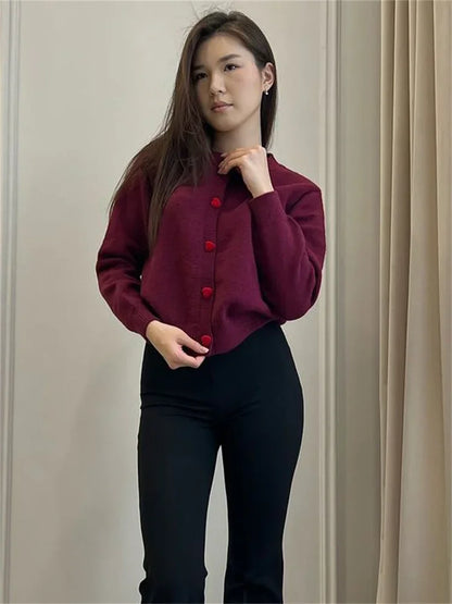 Suéter de punto tipo cárdigan para mujer, abrigo de manga larga con retazos acanalados, top corto holgado informal, prendas de punto para mujer, jerséis