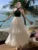 Elegante vestido de fiesta de noche con volantes y retazos para mujer, sin mangas, con cuello halter y espalda descubierta, corte en A, de una pieza