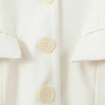 Blazer de otoño de un solo pecho con botones y cintura estrecha para mujer, estilo retro, con hombros descubiertos y manga larga