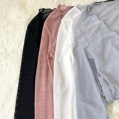 Cárdigans elegantes y sexys de moda para mujer, de color liso, transparentes, de manga larga, de malla, estilo vintage, con cordones, estilo urbano, cárdigans cortos.