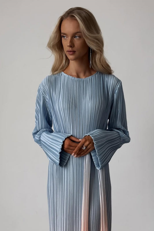 Vestido largo plisado con degradado Claire 