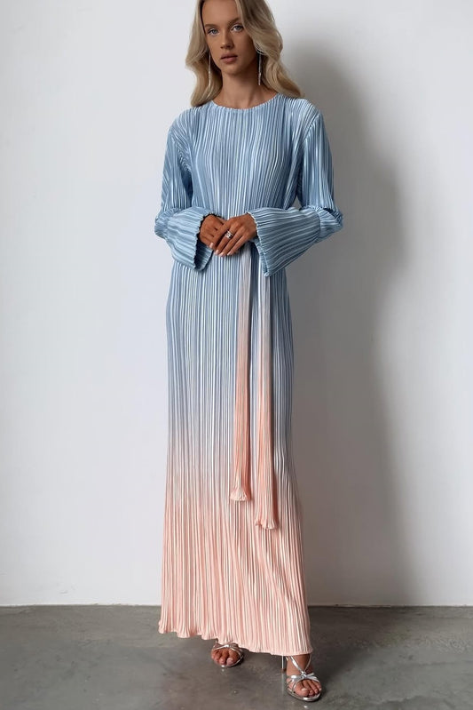 Vestido largo plisado con degradado Claire 