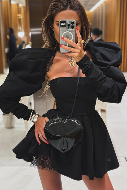 Conjunto de minivestido Bertha con mangas abullonadas 