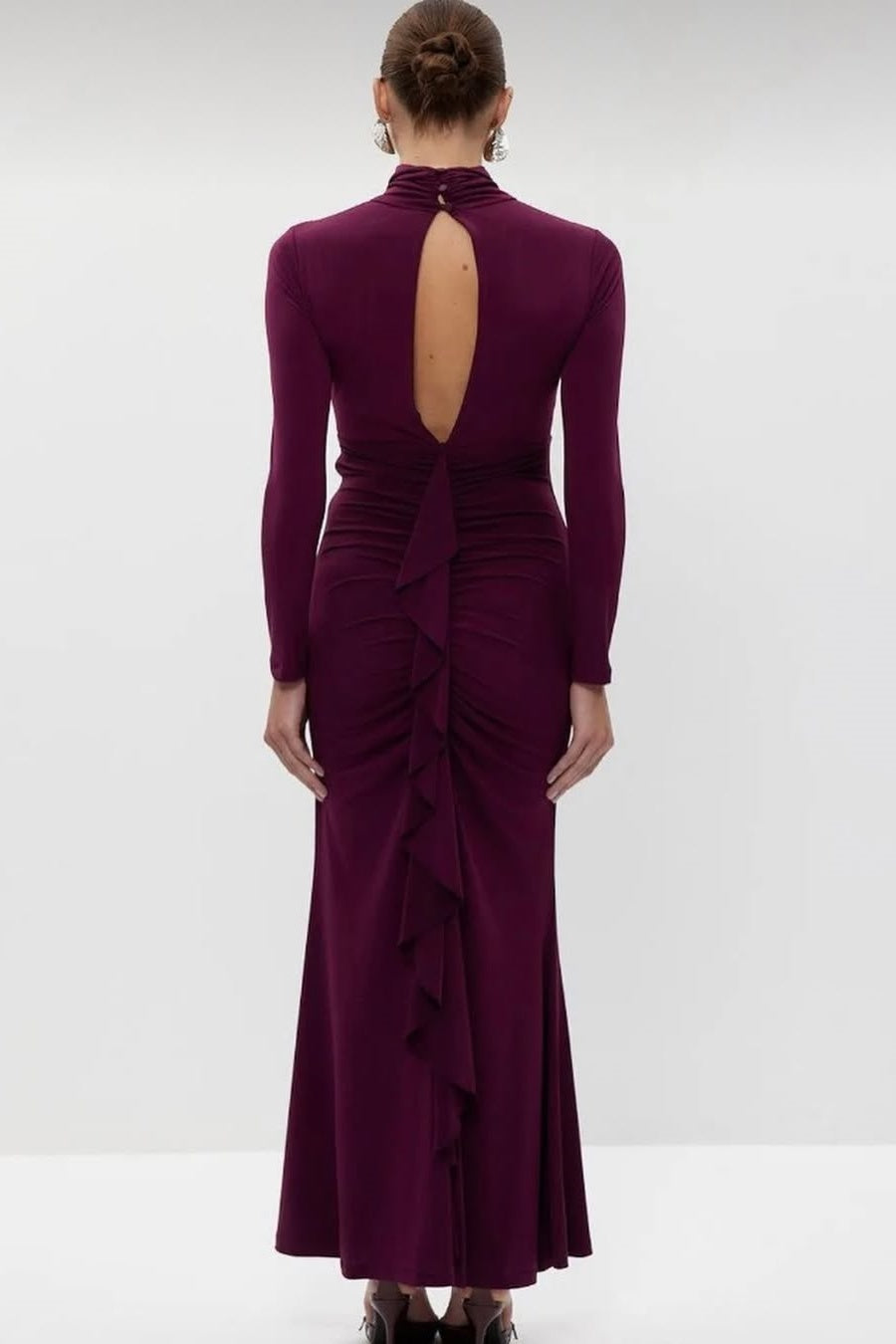 Vestido largo con volantes fruncidos y aberturas Sabrina 