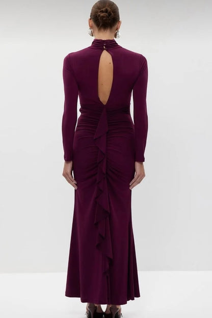 Vestido largo con volantes fruncidos y aberturas Sabrina 