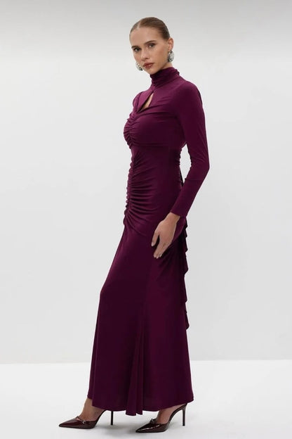 Vestido largo con volantes fruncidos y aberturas Sabrina 