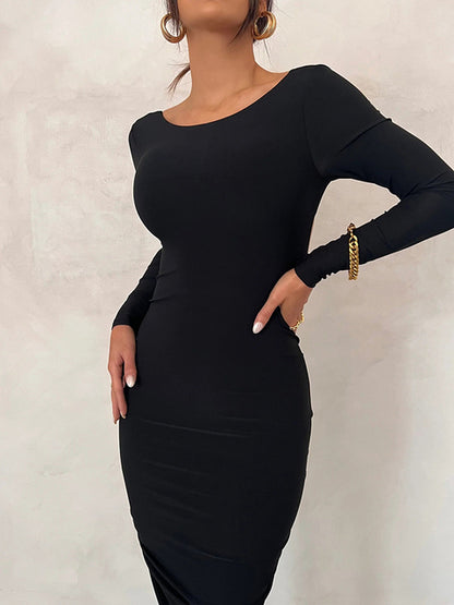 Sexy Backless Ruched Maxi Dress Women White Long Sleeve Evening Dresses Female Autumn Skinny Elegant Party Clubwear 2025