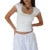 Baby Tees y2k Tank Top Women Casual Lace Trim Short Sleeve Square Neck T Shirt with Bow 2000s Clothing Streetwear