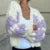 Stripe Pattern Cropped Cardigans Vintage Lantern Sleeves Knitted Sweater Aesthetic Y2k Knitwear Coat Women Autumn Outwear Street
