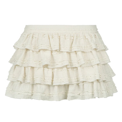 Falda de pastel dulce y bonita de color sólido para mujer, ropa de moda, falda abullonada escalonada, suave, elegante, combina con todo, estilo coreano