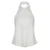 Camiseta blanca sexy con cordones y espalda descubierta para mujer, sin mangas, con cuello vuelto, botones y estilo chic.