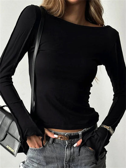 Camiseta interior de retazos de moda para mujer, top de cintura alta, liso, ajustado, informal, irregular, fruncido, ropa de calle para mujer, camiseta para viajar al trabajo