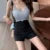 Pantalones cortos negros elegantes para mujer, ropa de calle, tallas XS-4XL, cintura alta, corte A, pierna ancha, sexys, ajustados, para discoteca, nuevos